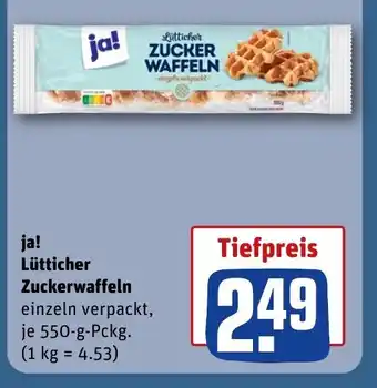 REWE ja! Lütticher Zuckerwaffeln einzeln verpackt, je 550-g-Pckg. Angebot