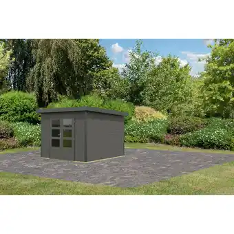 toom Baumarkt Karibu Gartenhaus 'Meteor B' terragrau/anthrazit 309 x 218,5 x 292,4 cm Angebot