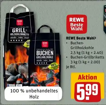 REWE REWE Beste Wahl Buchen- Grillholzkohle 2,5 kg /Buchen-Grillbriketts 3kg Angebot