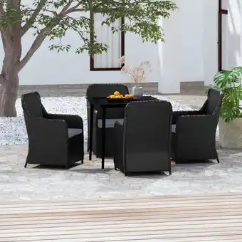 ManoMano 5-tlg. Garten-Essgruppe Gartenmöbel Set Terrassen/Balkon/Outdoor-Essgruppe mit Kissen Schwarz ETHJ536867 Maisonchic Angebot