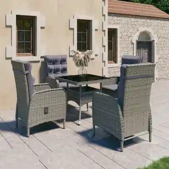 ManoMano 5-tlg. Garten-Essgruppe Gartenmöbel Set Terrassen/Balkon/Outdoor-Essgruppe Poly Rattan und Glas Grau ETHJ223025 Maisonchic Angebot