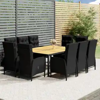 ManoMano 11-tlg. Garten-Essgruppe Gartenmöbel Set Terrassen/Balkon/Outdoor-Essgruppe Poly Rattan Schwarz ETHJ404304 MaisonChic Angebot