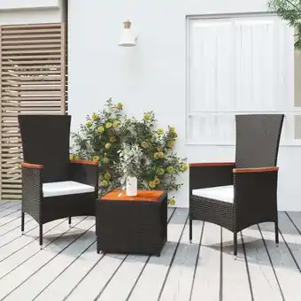 ManoMano 3-tlg. Garten-Lounge-Set,Gartenmöbel-Set Schwarz Poly Rattan Massivholz Akazie vidaXL Angebot