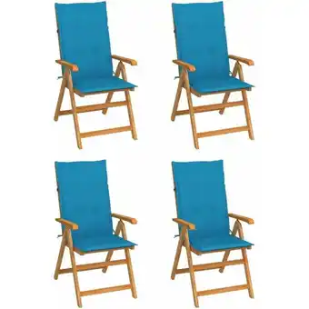 ManoMano Gartenstühle 4 Stk. Gartensessel mit Blauen Kissen Massivholz Teak vidaXL Angebot