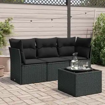 ManoMano 4-tlg. Garten-Sofagarnitur mit Kissen Schwarz Poly Rattan vidaXL147083 Angebot