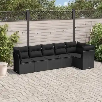 ManoMano 6-tlg. Garten-Sofagarnitur mit Kissen Schwarz Poly Rattan vidaXL560311 Angebot