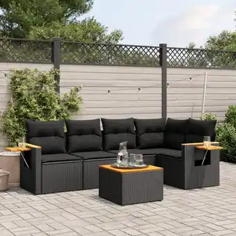 ManoMano 6-tlg. Garten-Sofagarnitur mit Kissen Schwarz Poly Rattan vidaXL88240 Angebot