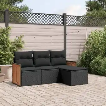 ManoMano 4-tlg. Garten-Sofagarnitur mit Kissen Schwarz Poly Rattan vidaXL31522 Angebot