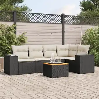 ManoMano 6-tlg. Garten-Sofagarnitur mit Kissen Schwarz Poly Rattan vidaXL54284 Angebot