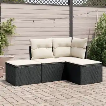 ManoMano 4-tlg. Garten-Sofagarnitur mit Kissen Schwarz Poly Rattan vidaXL857370 Angebot