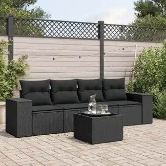 ManoMano 5-tlg. Garten-Sofagarnitur mit Kissen Schwarz Poly Rattan vidaXL52896 Angebot