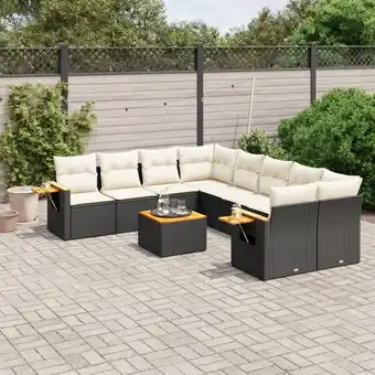 ManoMano 9-tlg. Garten-Sofagarnitur mit Kissen Schwarz Poly Rattan vidaXL89876 Angebot