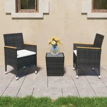 ManoMano 3-tlg. Bistro-Set Poly Rattan und Hartglas Schwarz vidaXL818359 Angebot