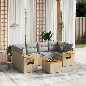 ManoMano 7-tlg. Garten-Sofagarnitur mit Kissen Beige Poly Rattan vidaXL52972 Angebot