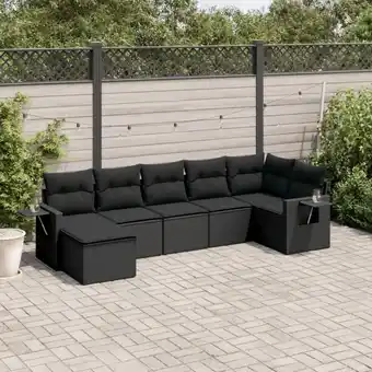 ManoMano 7-tlg. Garten-Sofagarnitur mit Kissen Schwarz Poly Rattan vidaXL33195 Angebot