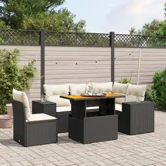 ManoMano 6-tlg. Garten-Sofagarnitur mit Kissen Schwarz Poly Rattan vidaXL50781 Angebot