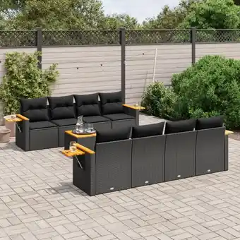 ManoMano 9-tlg. Garten-Sofagarnitur mit Kissen Schwarz Poly Rattan vidaXL40877 Angebot