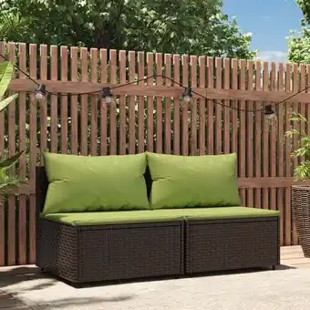 ManoMano 2 Stk. Garten-Mittelsofas mit Kissen,Gartensofa Braun Poly Rattan vidaXL Angebot