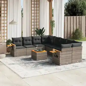 ManoMano 9-tlg. Garten-Sofagarnitur mit Kissen Grau Poly Rattan vidaXL62013 Angebot