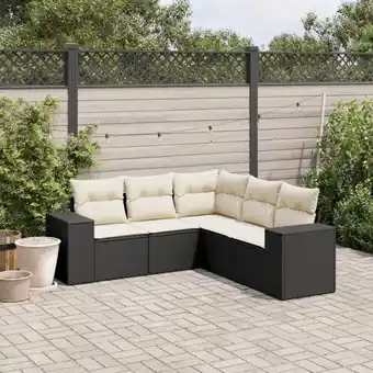 ManoMano 5-tlg. Garten-Sofagarnitur mit Kissen Schwarz Poly Rattan vidaXL78653 Angebot