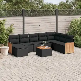 ManoMano 9-tlg. Garten-Sofagarnitur mit Kissen Schwarz Poly Rattan vidaXL71875 Angebot