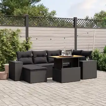 ManoMano 7-tlg. Garten-Sofagarnitur mit Kissen Schwarz Poly Rattan vidaXL12953 Angebot