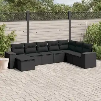 ManoMano 8-tlg. Garten-Sofagarnitur mit Kissen Schwarz Poly Rattan vidaXL83470 Angebot