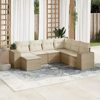 ManoMano 7-tlg. Garten-Sofagarnitur mit Kissen Beige Poly Rattan vidaXL93484 Angebot