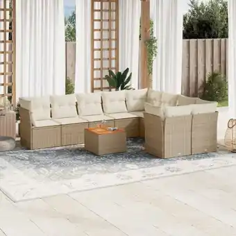 ManoMano 10-tlg. Garten-Sofagarnitur mit Kissen Beige Poly Rattan vidaXL98107 Angebot