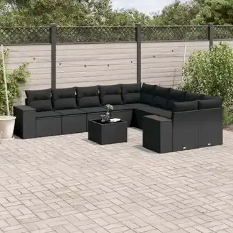 ManoMano 11-tlg. Garten-Sofagarnitur mit Kissen Schwarz Poly Rattan vidaXL61721 Angebot