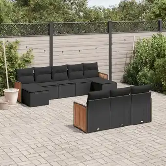 ManoMano 10-tlg. Garten-Sofagarnitur mit Kissen Schwarz Poly Rattan vidaXL57906 Angebot