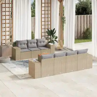 ManoMano 8-tlg. Garten-Sofagarnitur mit Kissen Beige Poly Rattan vidaXL710593 Angebot