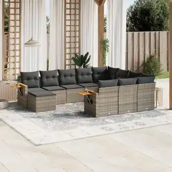 ManoMano 11-tlg. Garten-Sofagarnitur mit Kissen Grau Poly Rattan vidaXL10761 Angebot