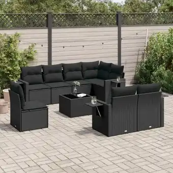 ManoMano 9-tlg. Garten-Sofagarnitur mit Kissen Schwarz Poly Rattan vidaXL77558 Angebot