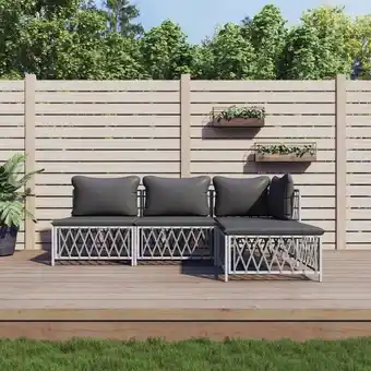 ManoMano 4-tlg. Garten-Lounge-Set,Gartenmöbel-Set mit Kissen Weiß Stahl vidaXL Angebot