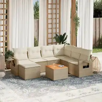 ManoMano 8-tlg. Garten-Sofagarnitur mit Kissen Beige Poly Rattan vidaXL15138 Angebot