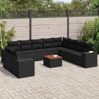 ManoMano 11-tlg. Garten-Sofagarnitur mit Kissen Schwarz Poly Rattan vidaXL51930 Angebot