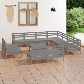 ManoMano 12-tlg. Garten-Lounge-Set Massivholz Kiefer Grau vidaXL910842 Angebot