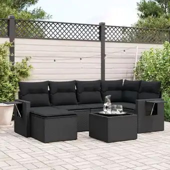 ManoMano 7-tlg. Garten-Sofagarnitur mit Kissen Schwarz Poly Rattan vidaXL55930 Angebot