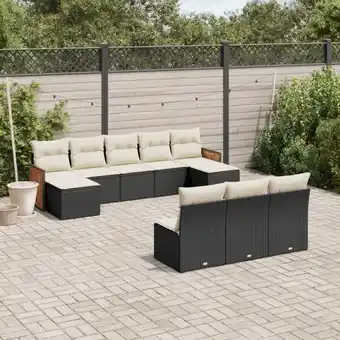 ManoMano 10-tlg. Garten-Sofagarnitur mit Kissen Schwarz Poly Rattan vidaXL71936 Angebot