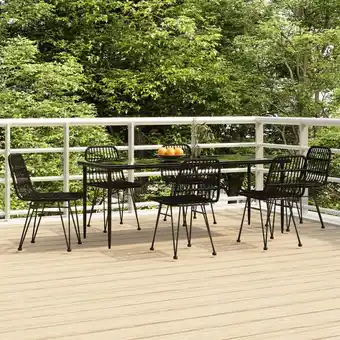 ManoMano 7-tlg. Garten-Essgruppe,Gartenmöbel Set Schwarz Poly Rattan vidaXL Angebot