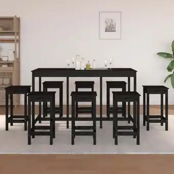 ManoMano 9-tlg. Bar-Set Schwarz Massivholz Kiefer vidaXL823447 Angebot