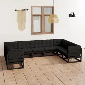 ManoMano 9-tlg. Garten-Lounge-Set mit Kissen Schwarz Massivholz Kiefer vidaXL180277 Angebot