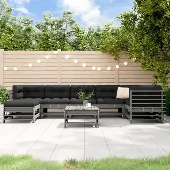 ManoMano 8-tlg. Garten-Lounge-Set,Gartenmöbel-Set mit Kissen Grau Massivholz vidaXL Angebot