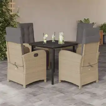 ManoMano 5-tlg. Garten-Essgruppe mit Kissen Beige Poly Rattan vidaXL69331 Angebot