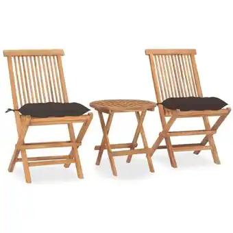 ManoMano 3-tlg. Gartenmöbel Set Sitzgruppe Garten mit Tisch und Stühlen - mit Kissen Klappbar Massivholz Teak BV960099 - BonneVie Angebot