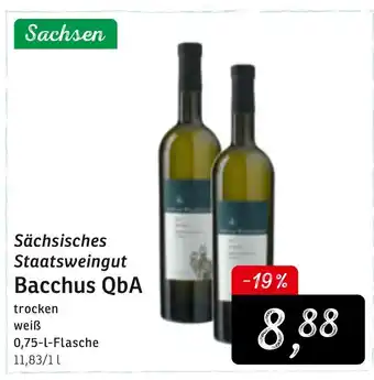 toom Baumarkt Sächsisches Staatsweingut Bacchus QbA 0,75L Angebot