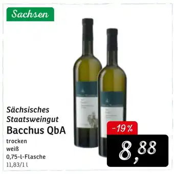 KONSUM Sächsisches Staatsweingut Bacchus QbA 0,75L Angebot