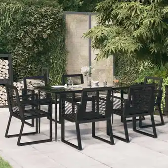 ManoMano 7-tlg. Garten-Essgruppe Gartenmöbel Set Sitzgruppe Schwarz PVC-Rattan DE34712 Angebot