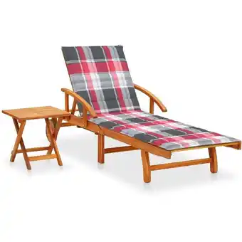 ManoMano Gartenliege Sonnenliege Relaxliege für Garten, Balkon und Terrrasse mit Tisch und Auflage Akazie Massivholz DE50056 Angebot